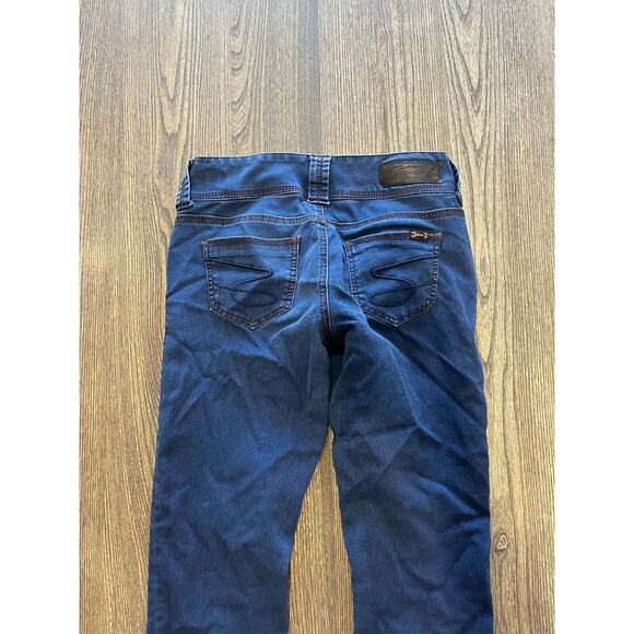 Seven7 Legging Jeans Mid Rise Denim Stretch Cotton Blend Dark Wash Blue Size 4P - Picture 9 of 11
